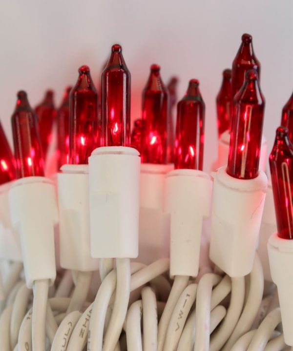 100-bulb Red Mini Lights, 2.5" Spacing, White Wire Cheap For Cheap