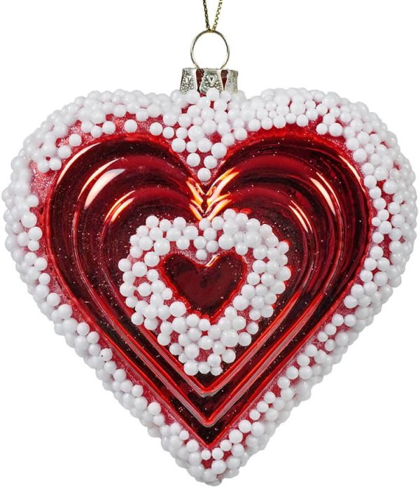 White Beaded Red Heart Ornament Affordable Online