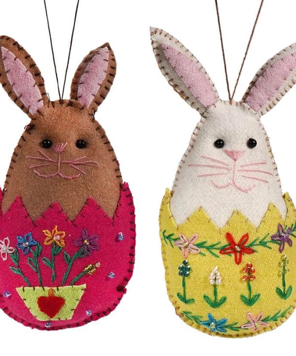 White & Brown Rabbits In Egg Shells Ornaments Set/2 Pay With Visa Sale Online