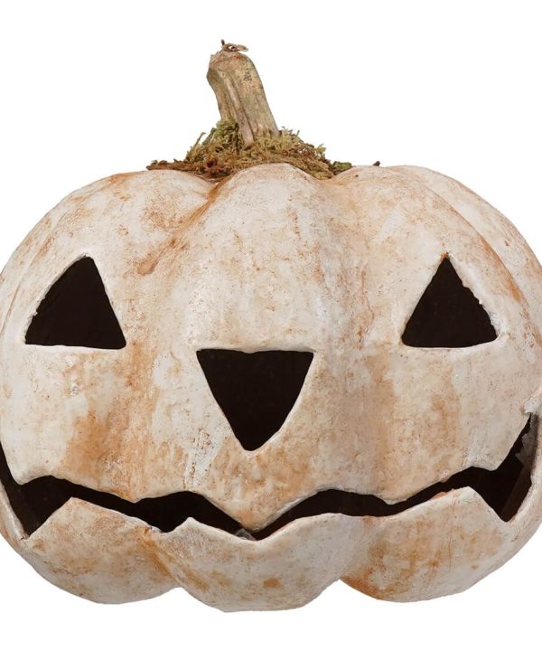 White Carved Pumpkin With Upside Down Nose Sale Fake