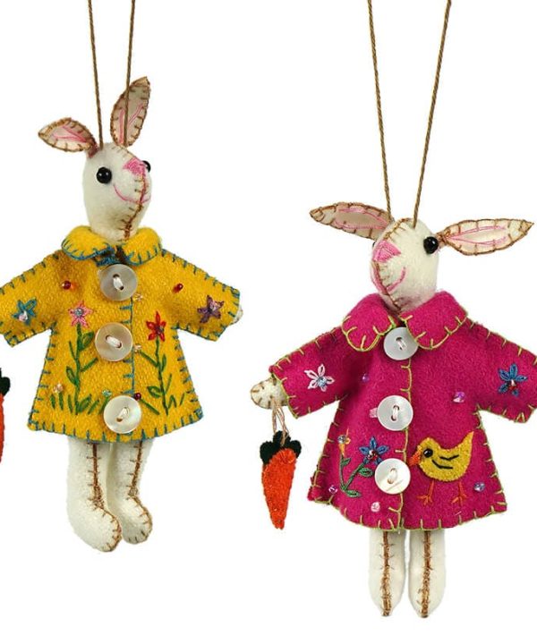 White Dressed Bunny With Carrot Ornaments Set/2 Find Great Online