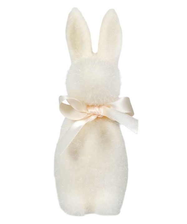 White Flocked Pastel Button Nose Bunny New Online