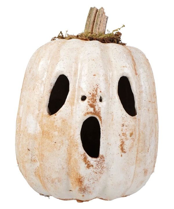White Ghost Face Pumpkin Jack-O'-Lantern Discounts Cheap Pice