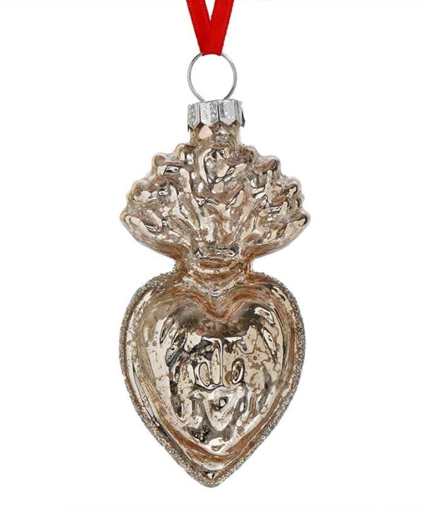 White Gold Jeweled Sacred Heart Ornament For Sale Top Quality