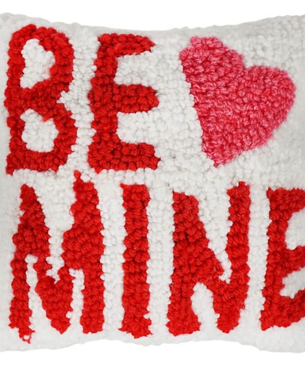 White Hooked "Be Mine" Pillow Hot Sale Online