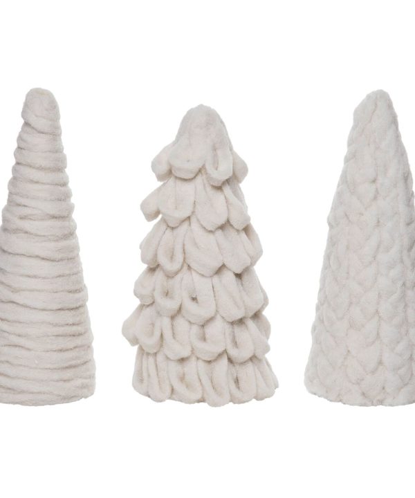 White Knit Texture Tree Decor Set/3 Affordable Online