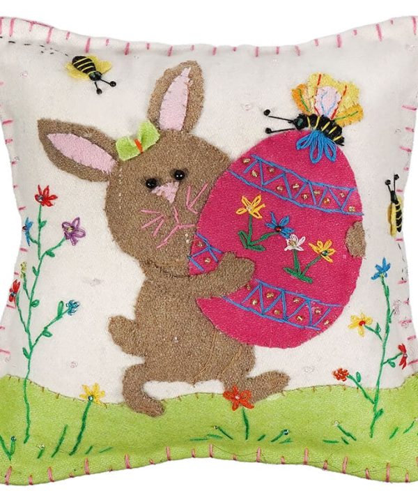 White Pillow With Brown Rabbit Holding Egg Buy Cheap Visit