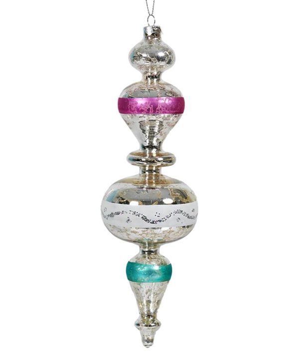 White, Pink & Turquoise Reflector Finial Ornament Buy Cheap Hot Sale