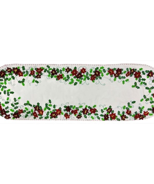 White Poinsettias and Holly Runner Cheap Outlet Store