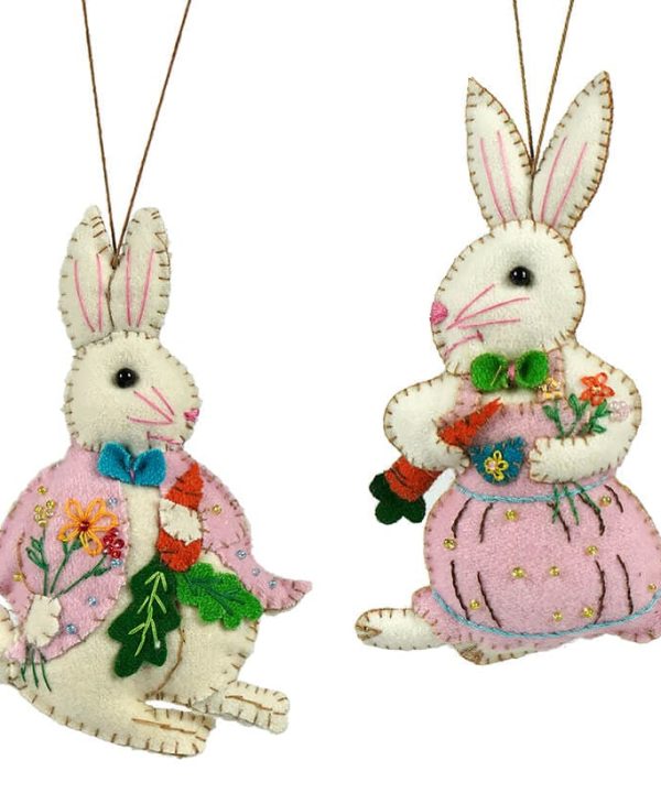 White Rabbit Couple Ornaments Set/2 Clearance Best Pices