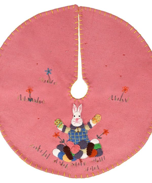 White Rabbit With Eggs Pink Tree Skirt Clearance For Cheap