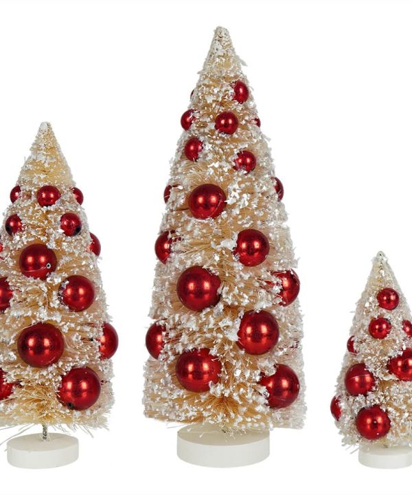 White & Red Bottle Brush Trees Set/3 Wide Range Of Cheap Pice