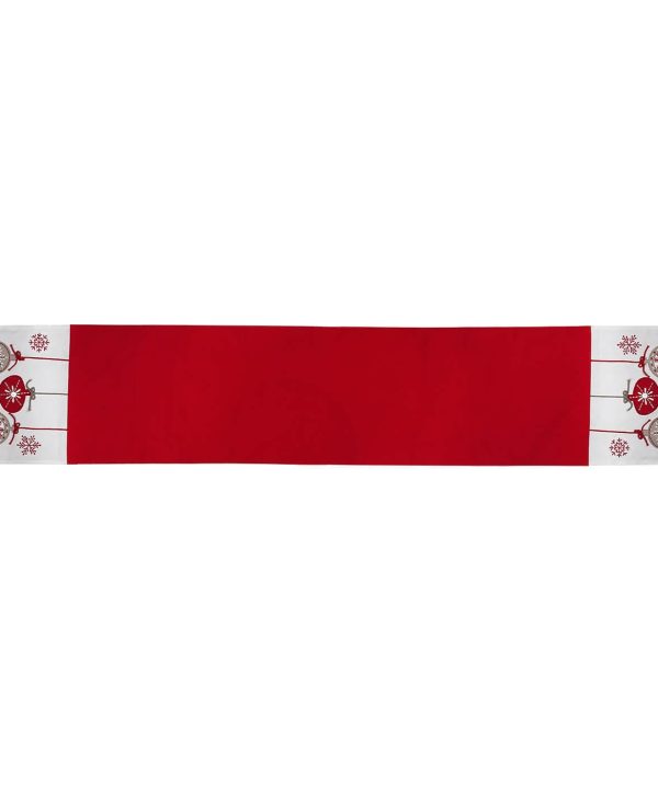 White & Red Cotton Runner With Felt Ornaments & Snowflakes Free Shipping Eastbay