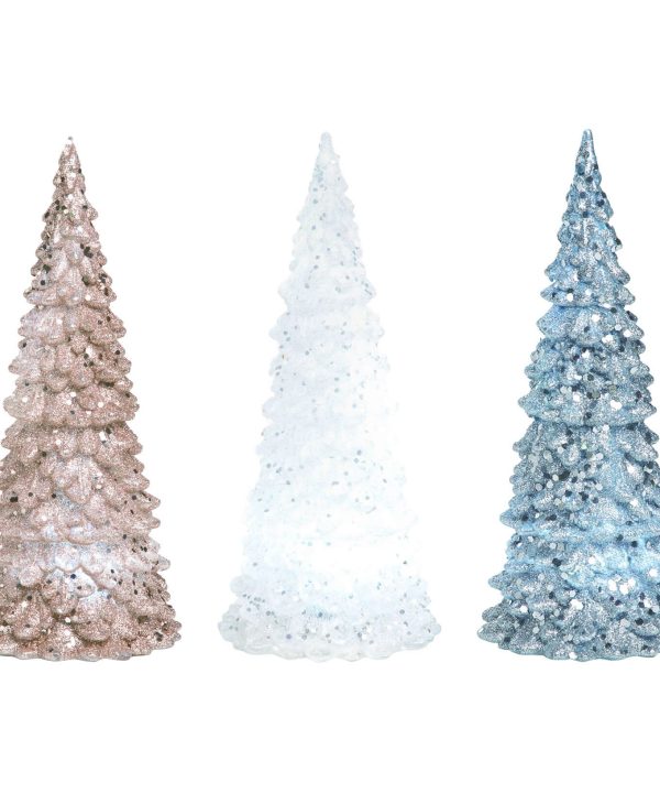 White, Silver & Copper Light Up Christmas Trees Set/3 With Paypal Online