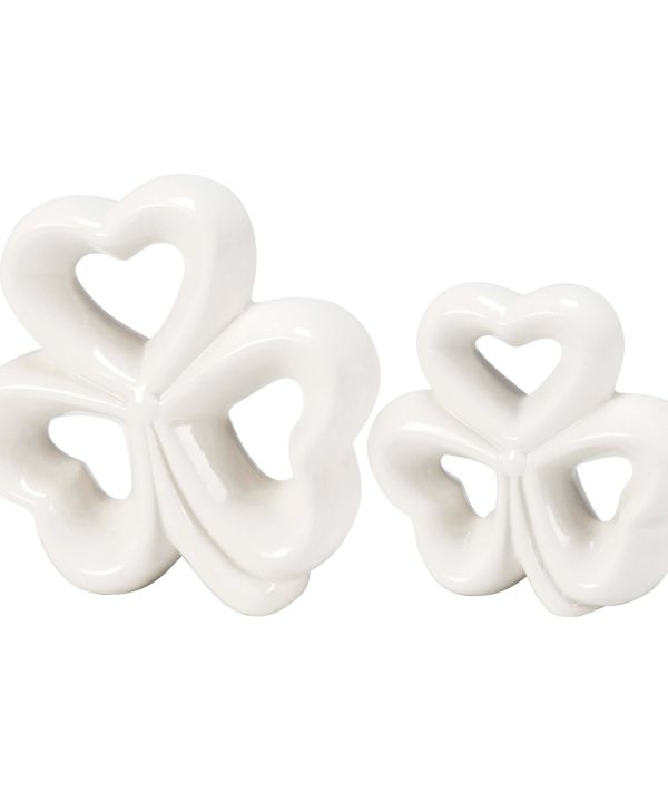White Stoneware Shamrock Figurines Set/2 Cheap Finishline