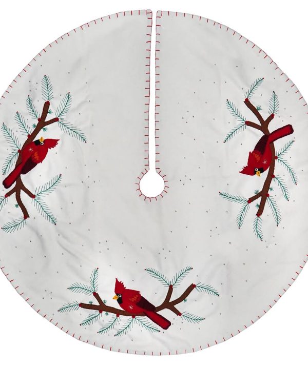 White Three Cardinal Tree Skirt Genuine For Sale