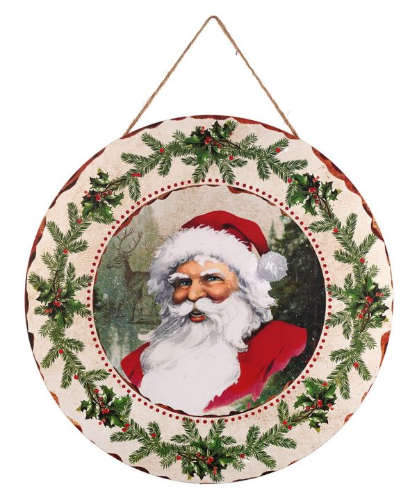 White Vintage Santa With Hollies Sign Sale Wide Range Of