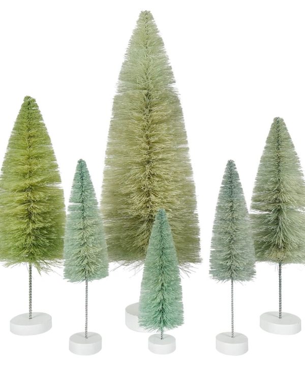 Winter Green Spectrum Trees Set/6 Outlet Exclusive