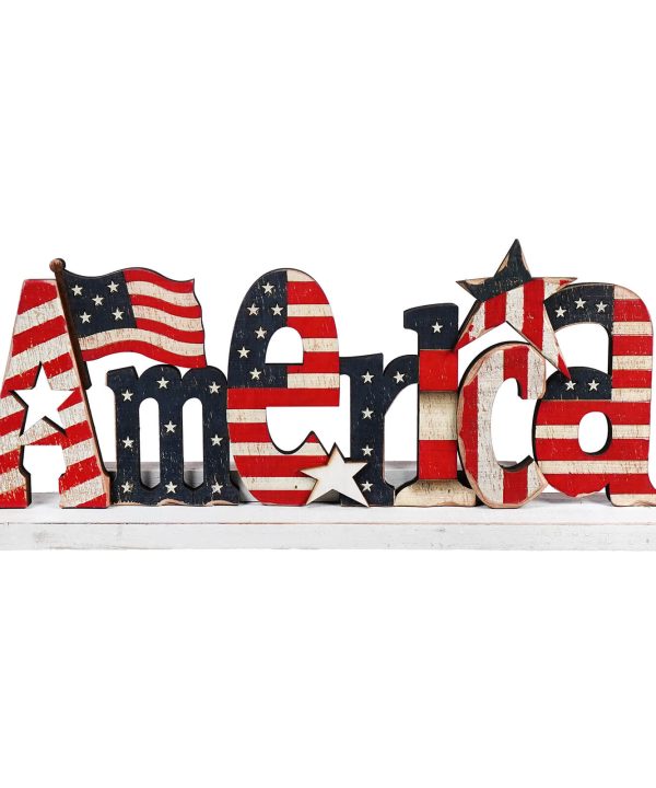 Wood "America" Tabletop Sign Cheap Sale Cheapest