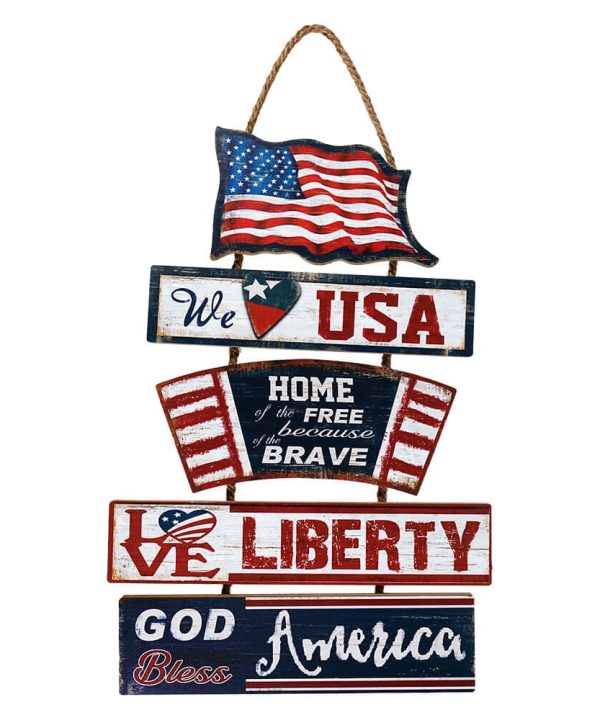 Wood Americana Flag Wall Hanging Sign Get Authentic For Sale