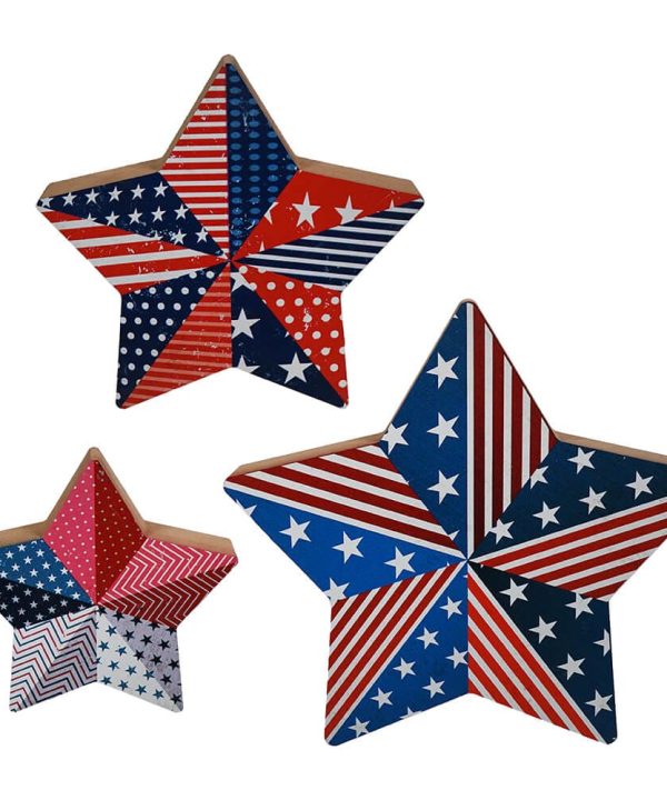 Wood Americana Star Blocks Set/3 Online Online Cheap Online