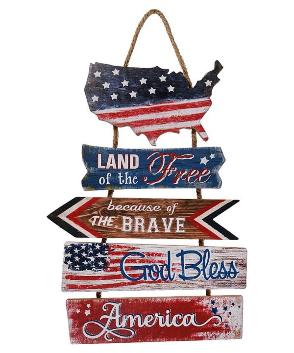 Wood Americana U.S.A Wall Hanging Sign Free Shipping Huge Surprise