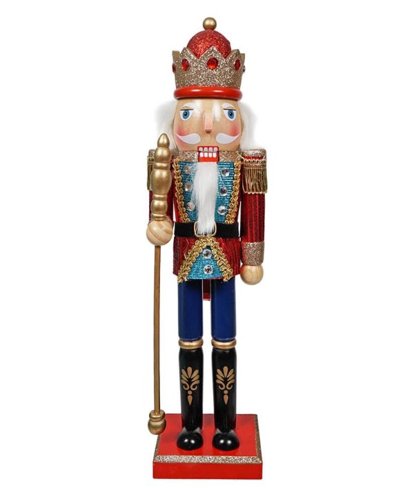 Wood Glitz & Glam King Nutcracker Holding Scepter Manchester Cheap Pice