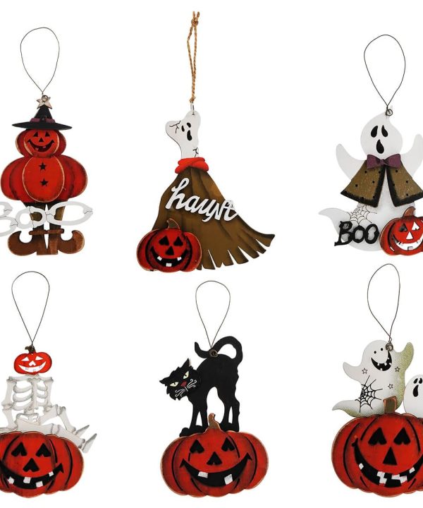 Wood Halloween Ornaments Set/6 Latest Cheap Online