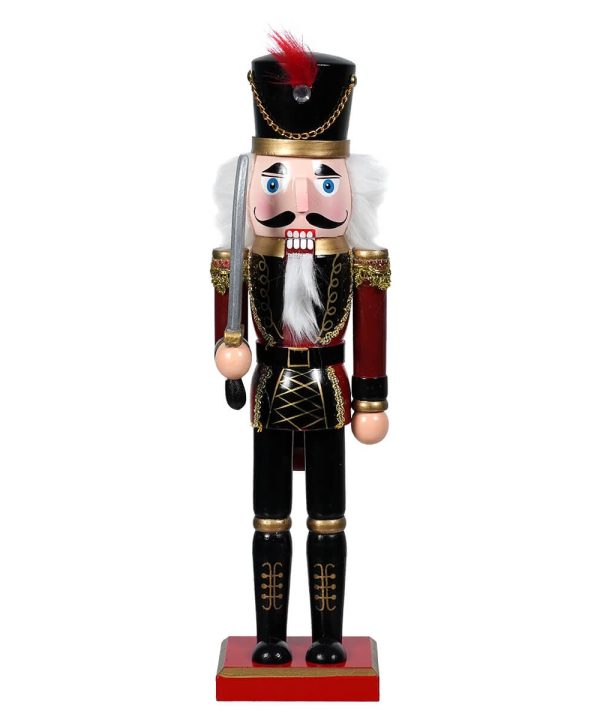 Wooden Black & Maroon Soldier Nutcracker Clearance Store Sale Online