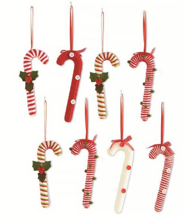 Yarn Candy Cane Christmas Ornaments Set/8 Extremely Cheap Online