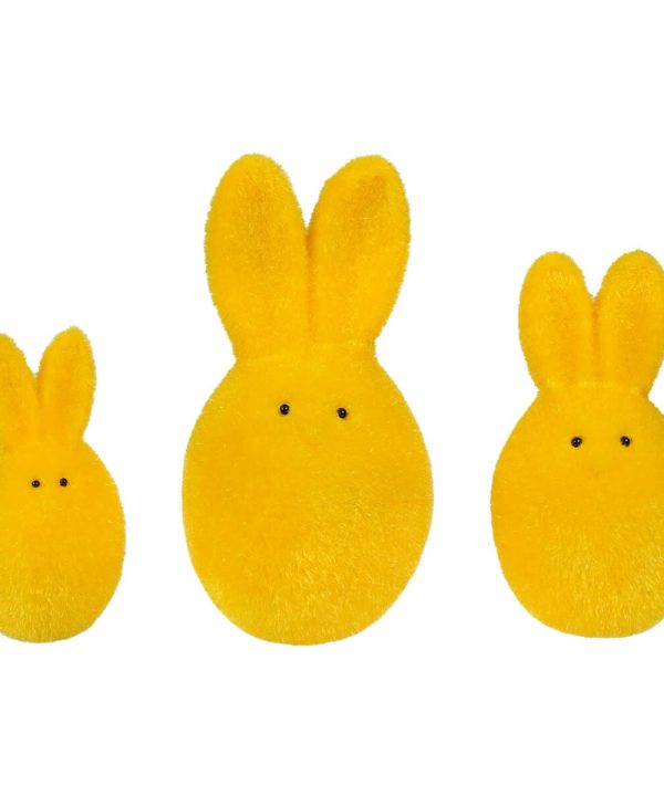 Yellow Flocked Bunny Eggs Set/3 2025 New Cheap Pice