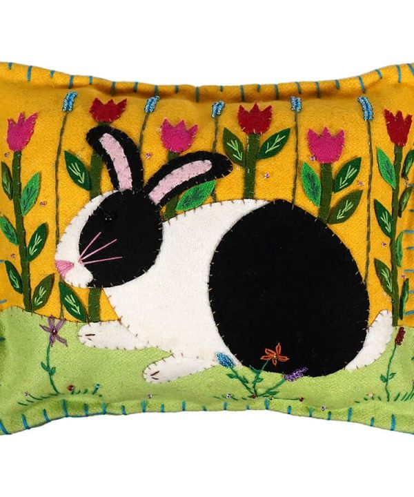 Yellow Pillow With Black & White Rabbit Marketable Cheap Pice
