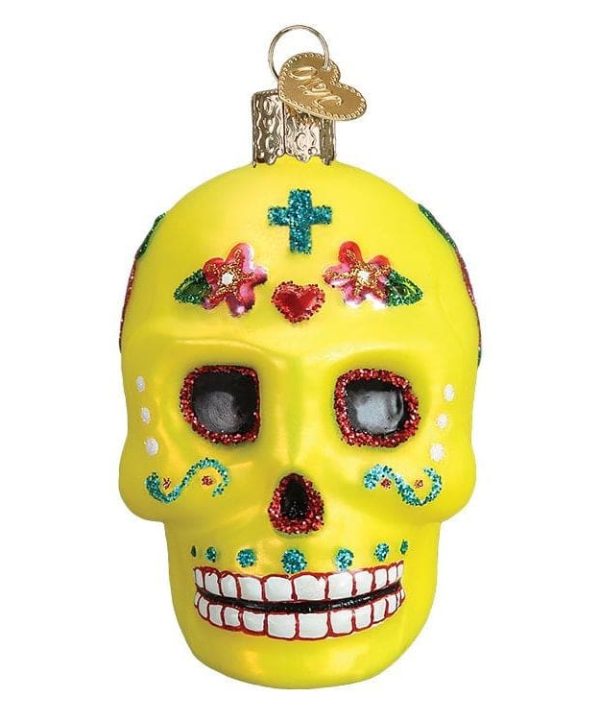 Yellow Sugar Skull Ornament Clearance Big Sale