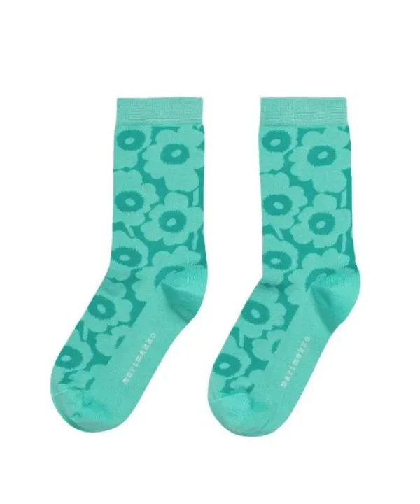 Linjaus Unikko Socks in light turquoise, turquoise