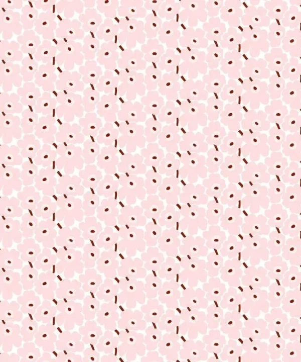 Mini Unikko Cotton Fabric in white, pink, chestnut