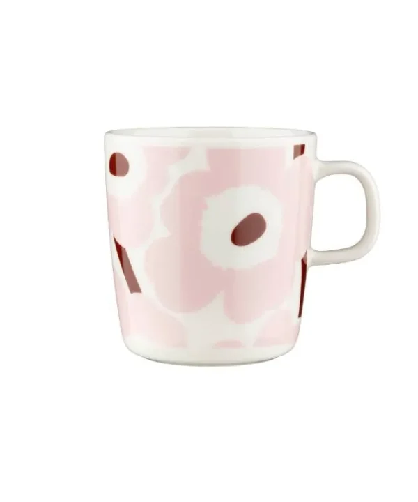 Oiva Unikko Mug 400ml in white, light pink, chestnut