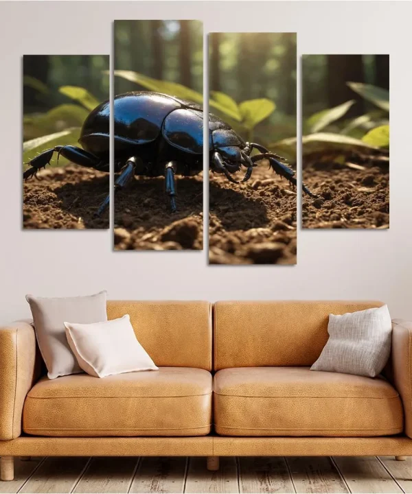 The Enigmatic Dung Beetle Nature's Clean-Up Crew 4 Piece HD Canvas Wall Art