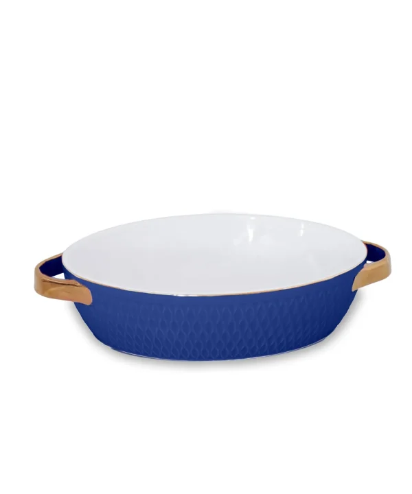 Blue Ceramic Oval Baker with Handles
