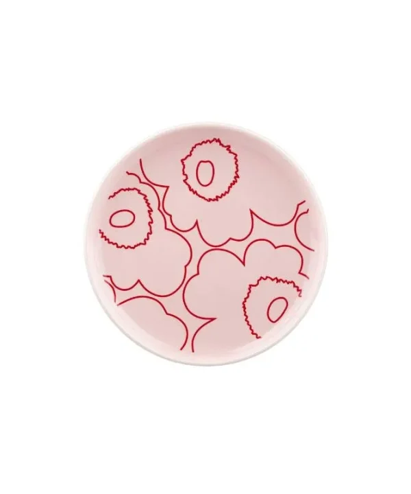 Oiva Piirto Unikko Plate 13.5cm in pink, red