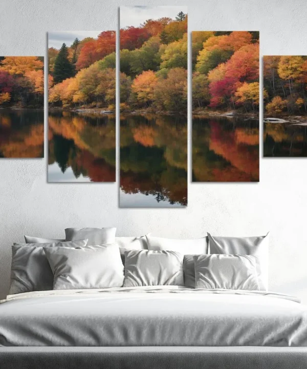 The Quiet Splendor of Autumn Reflections 5 Piece HD Canvas Wall Art