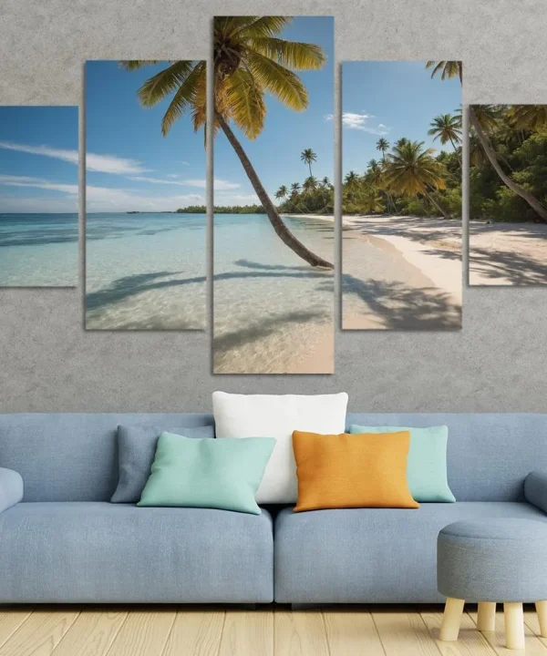 The Crystal Clear Shores of Tropical Paradise 5 Piece HD Canvas Wall Art