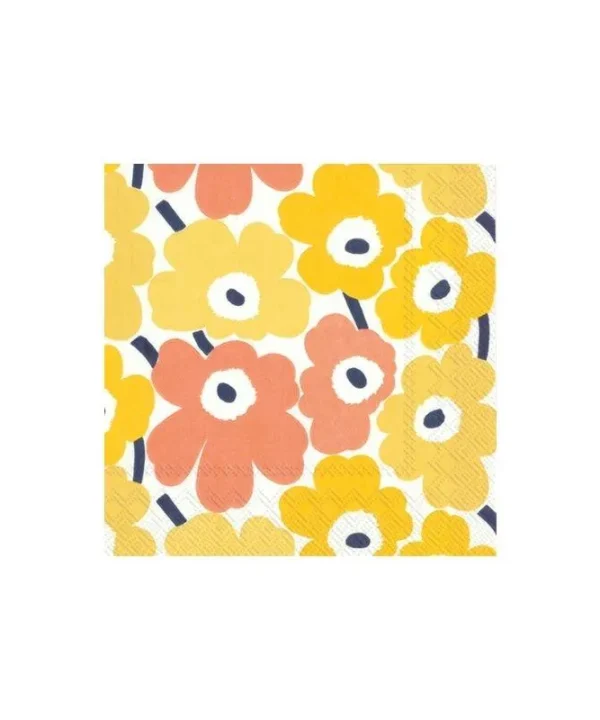 Cocktail Serviettes in Mini Unikko Yellow