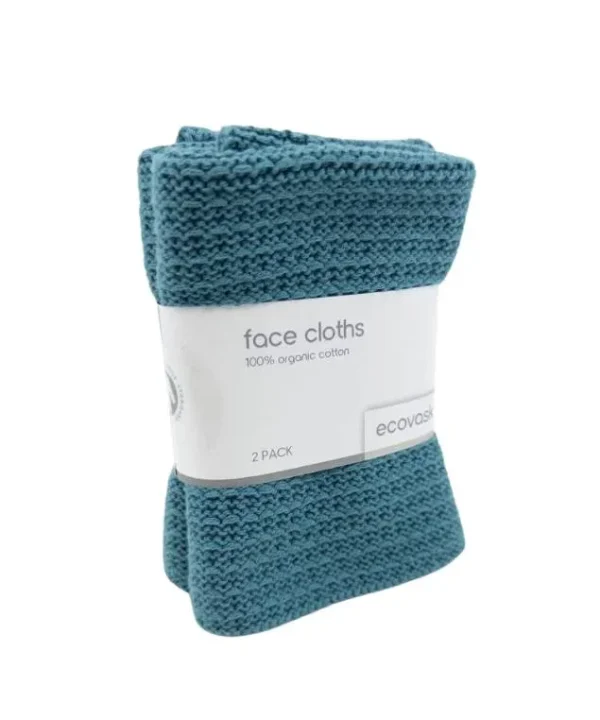 Tasman Organic Knitted Facecloths Set of 2