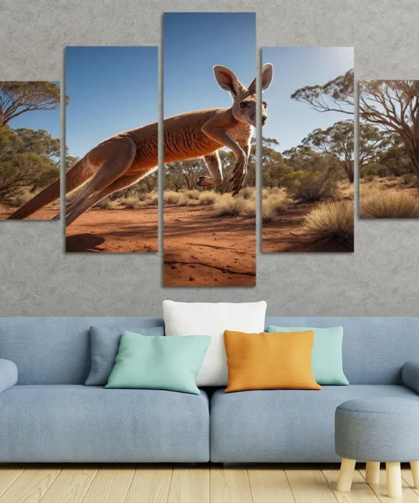 The Enigmatic Red Kangaroo 5 Piece HD Canvas Wall Art