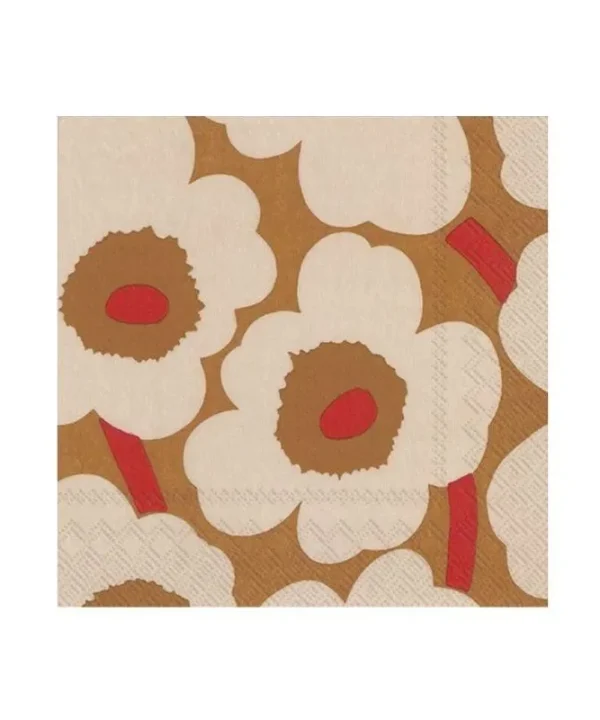 Serviettes in Unikko Dark Cream, Red