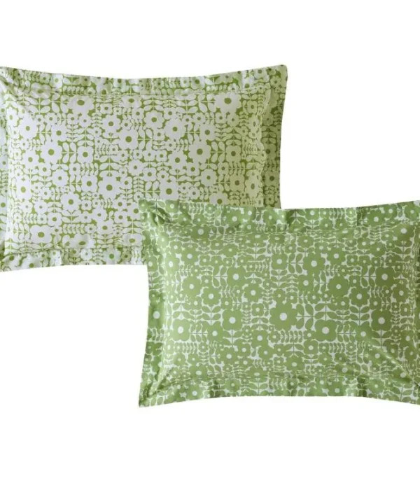 Criss Cross Stem Pillowcase Pair 50x75 cm in basil green