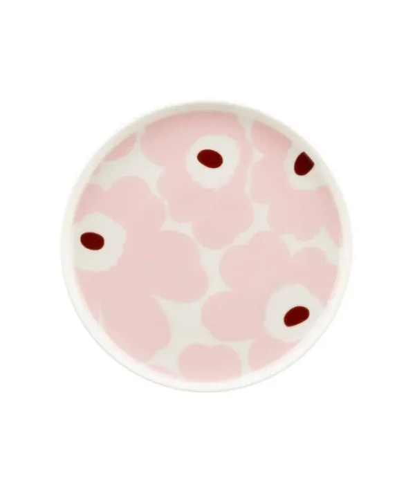 Oiva Unikko Plate 20cm in white, light pink, chestnut