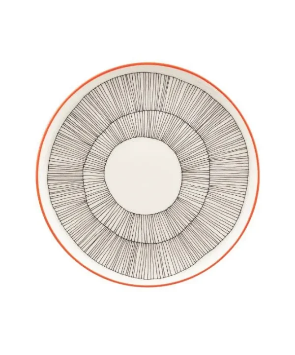 Oiva Kukat Puhkeavat Plate 20cm in white, black orange