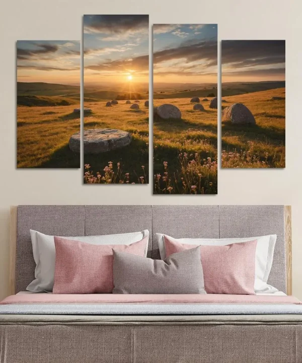 The Timeless Harmony of Ancient Stone Circles 4 Piece HD Canvas Wall Art