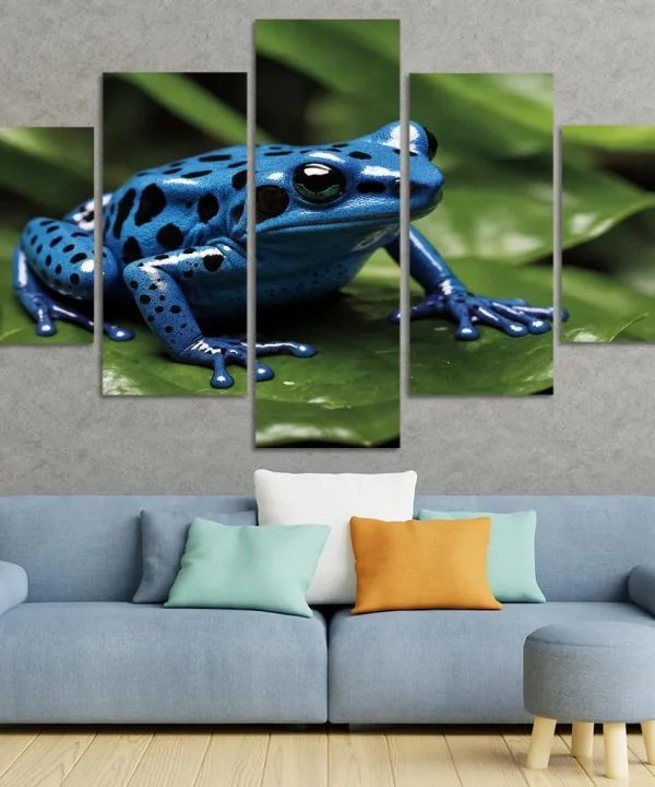 The Exquisite Blue Poison Dart Frog Nature's Gem 5 Piece HD Canvas Wall Art